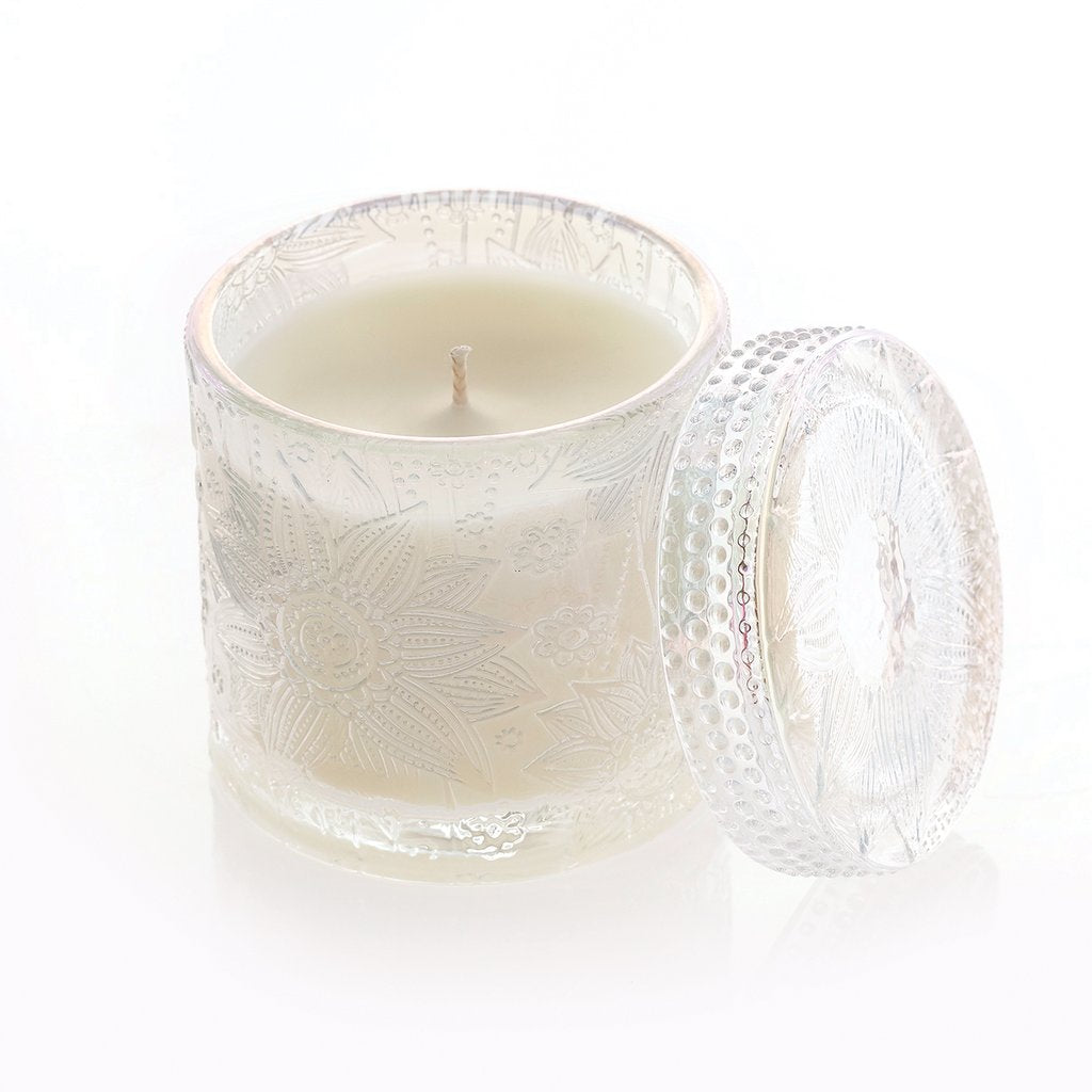 Decorative Candle Jar with Lid -Honeysuckle (Clear)